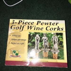 Set Of 3 Ceramic Golf Golfers Wine Corks
